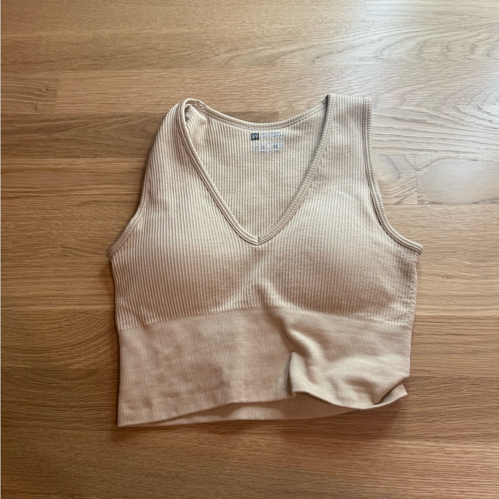Forever 21 Beige Ribbed Crop Top
